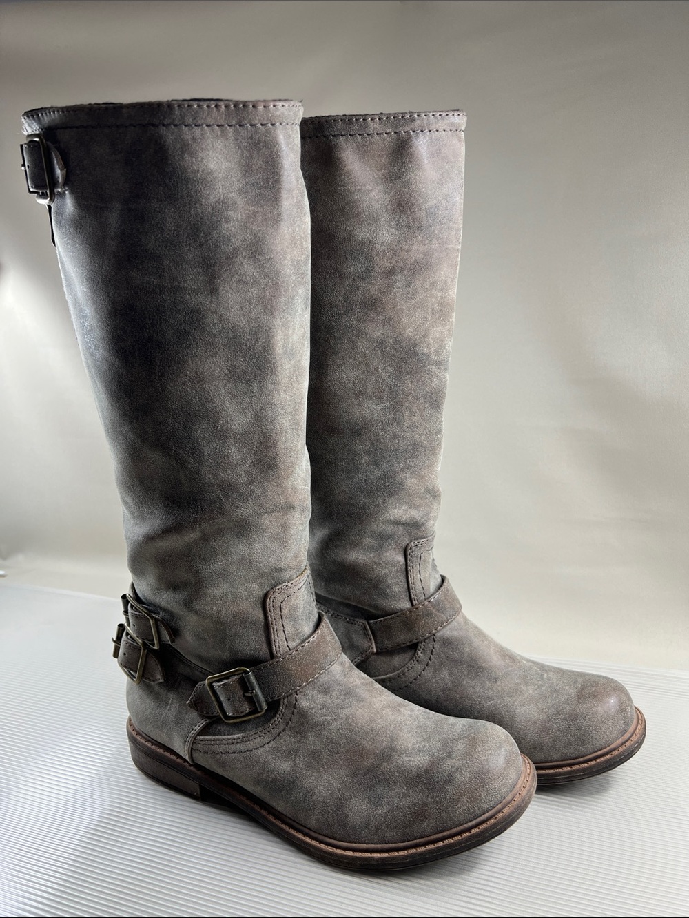 Nine West Moto Women’s Tall Boots in Distressed Gray/Taupe - Size 10M